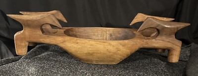 Hand Carved Wood Bowl with Four Birds - From Turkey