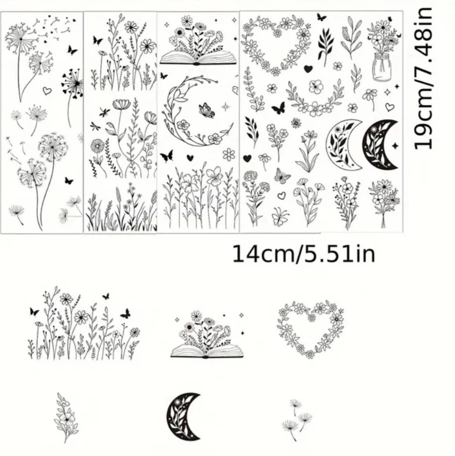 Rub on transfer Sticker 2 Bögen je Set Blumen Schmetterlinge ca 14 x 19 cm - Bild 2 von 2