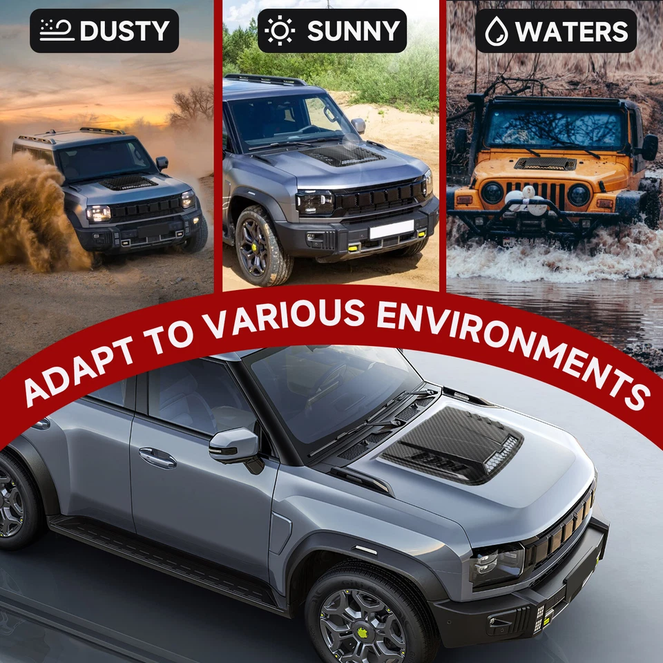 For Nissan Titan Carbon Fiber Air Flow Intake Hood Scoop Vent Bonnet Trim Cover - Image 4 of 4