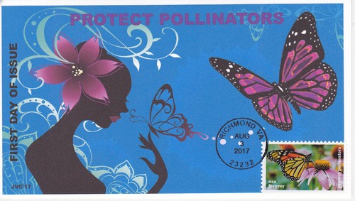 JVC CACHETS - 2017 PROTECT THE POLLINATORS ISSUE SET OF 5 BEES BUTTERFLY INSECT - Picture 2 of 6