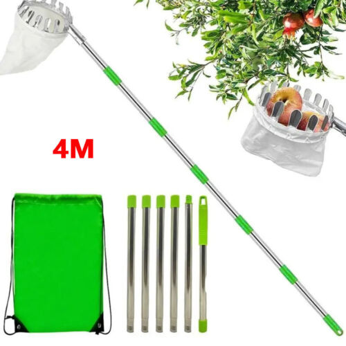 4M Fruit Picker Pole with Basket Telescoping Fruit Picker Tool with Long Handle - Picture 1 of 14