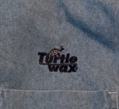 Field & Stream Denim Shirt TURTLE WAX Mens Large Button Down Embroidered - Picture 2 of 9