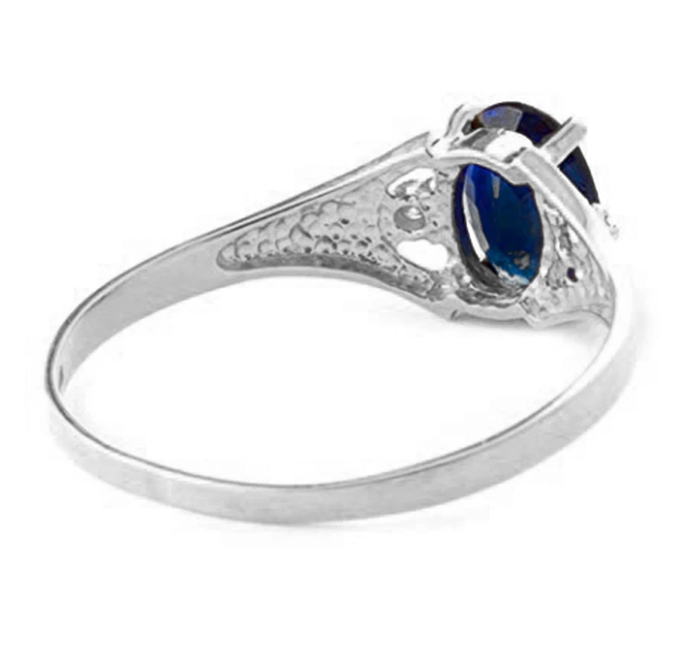 18K. SOLID GOLD RING WITH NATURAL DIAMONDS & SAPPHIRE (White Gold) - Image 4 of 4