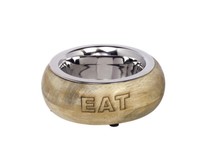 "Edelstahlnapf \"Eat\" Mit Holzring"