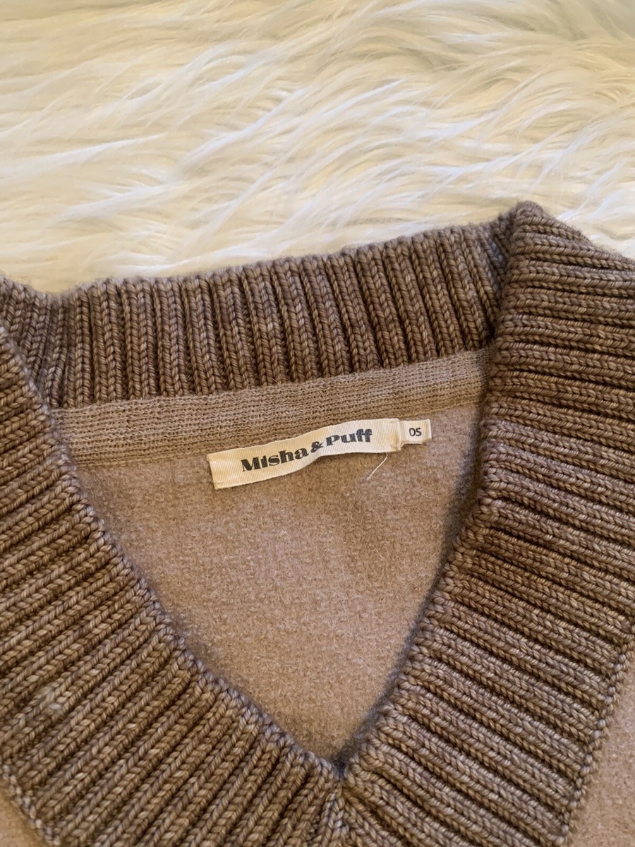 Misha & Puff Ingela Sweater Vest V Neck Alpaca Wool Brown