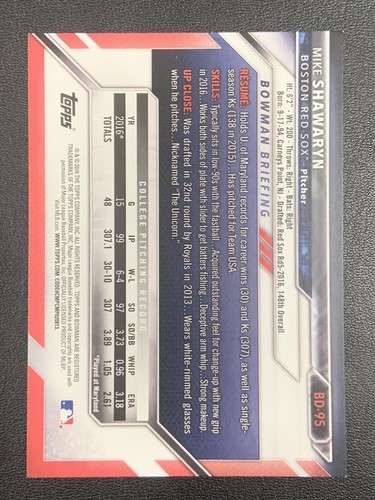 Mike Shawaryn Card 2016 Bowman Prospect #BD95 In Person Autograph (IP) Auto - Picture 2 of 2