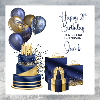 ARGENT DESIGNS Personalised Male Birthday Card 13th 18th 21st 40th Son Nephew Grandson Brother