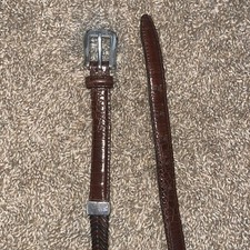 Brighton Women  s Belt Brown Crocodile Braided With Silver Buckle 40  