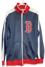 Stitches Boston Red Sox Baseball Sweat Jacket Men's Size M Blue Red Track Coat