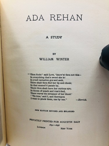 Ada Rehan : A Study - William Winter 1898 New Edition Revised & Enlarged HC - 第 3/8 張圖片