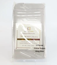 Clara Clark KING Pillowcases Premier 1800 Collection Lt. Gray NEW Pack of 2