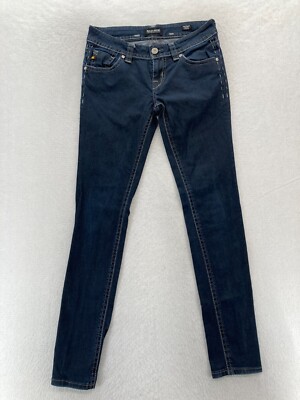 MEK Denim Harbin Cigarette Jeans Women's 28x32 Low Rise Dark Blue Stretch Denim