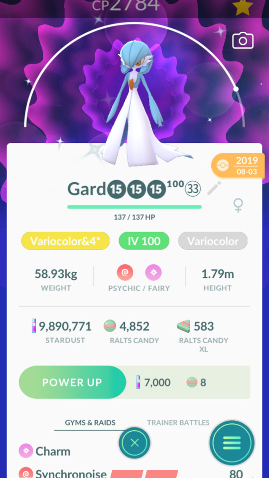 Pokemon Trade GO - Gardevoir 2800+ CP Level 35+ for PVP Master