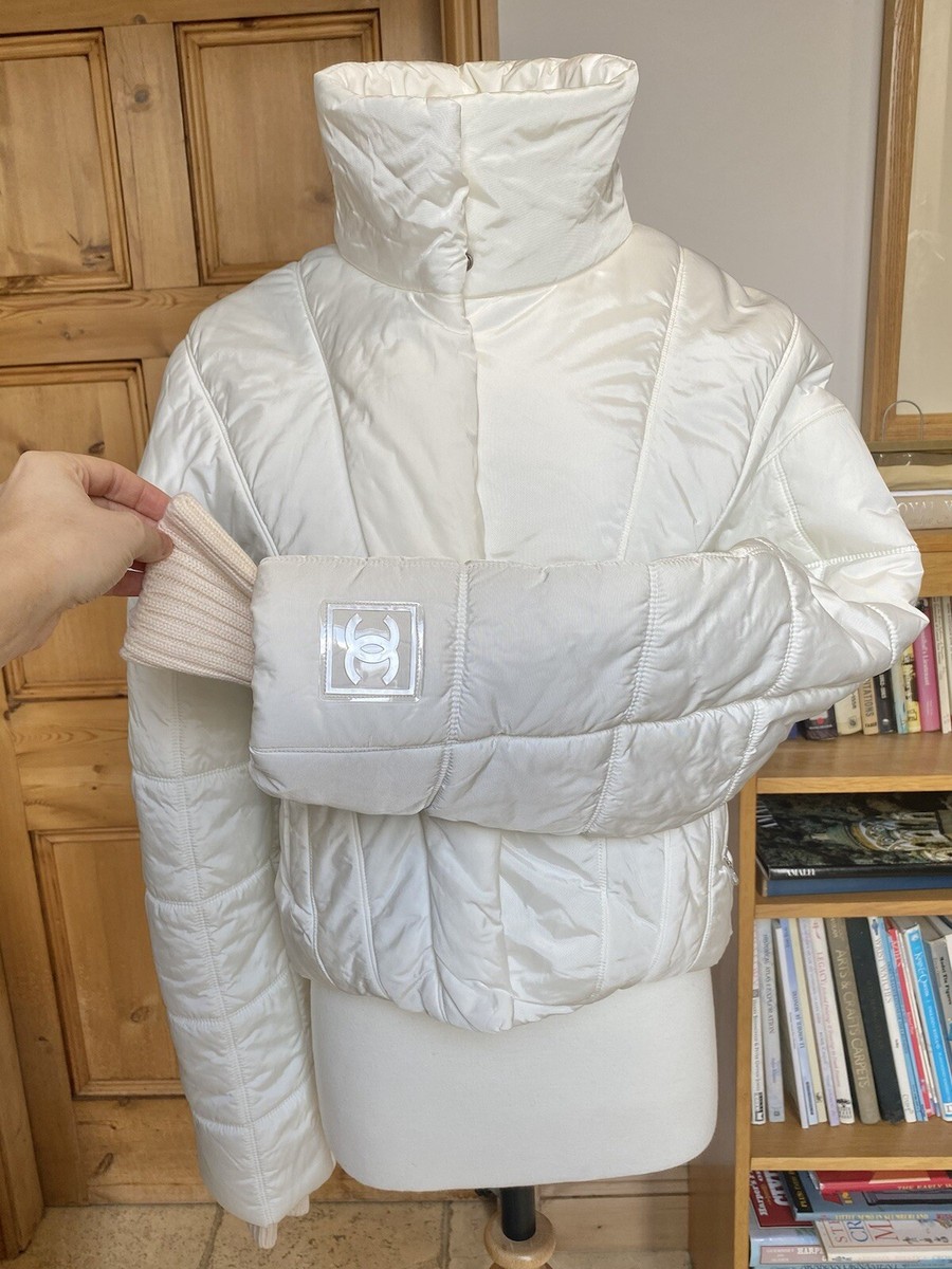 Vintage Chanel Quilted White Puffer/Ski Jacket FR38 UK10 | eBay