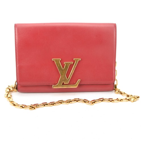 Louis Vuitton Louise Chain Calfskin Leather Bag Wallet on Chain w/Shoulder Strap