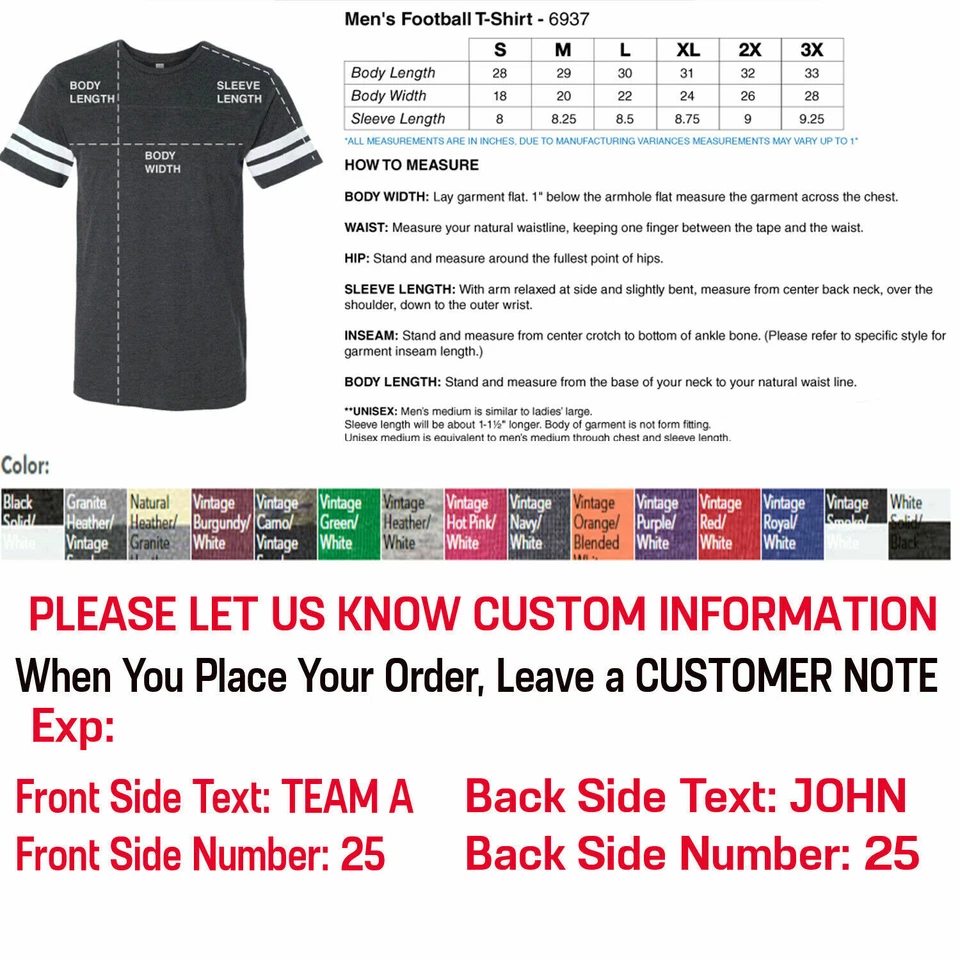 Customized Shirt Personalized Football Jersey Name Number Your Own Team COTTON - Image 2 of 4