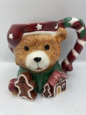'Tis the Season CIC Holiday Candy Cane Teddy Bear Christmas Ceramic Cup Mug NR