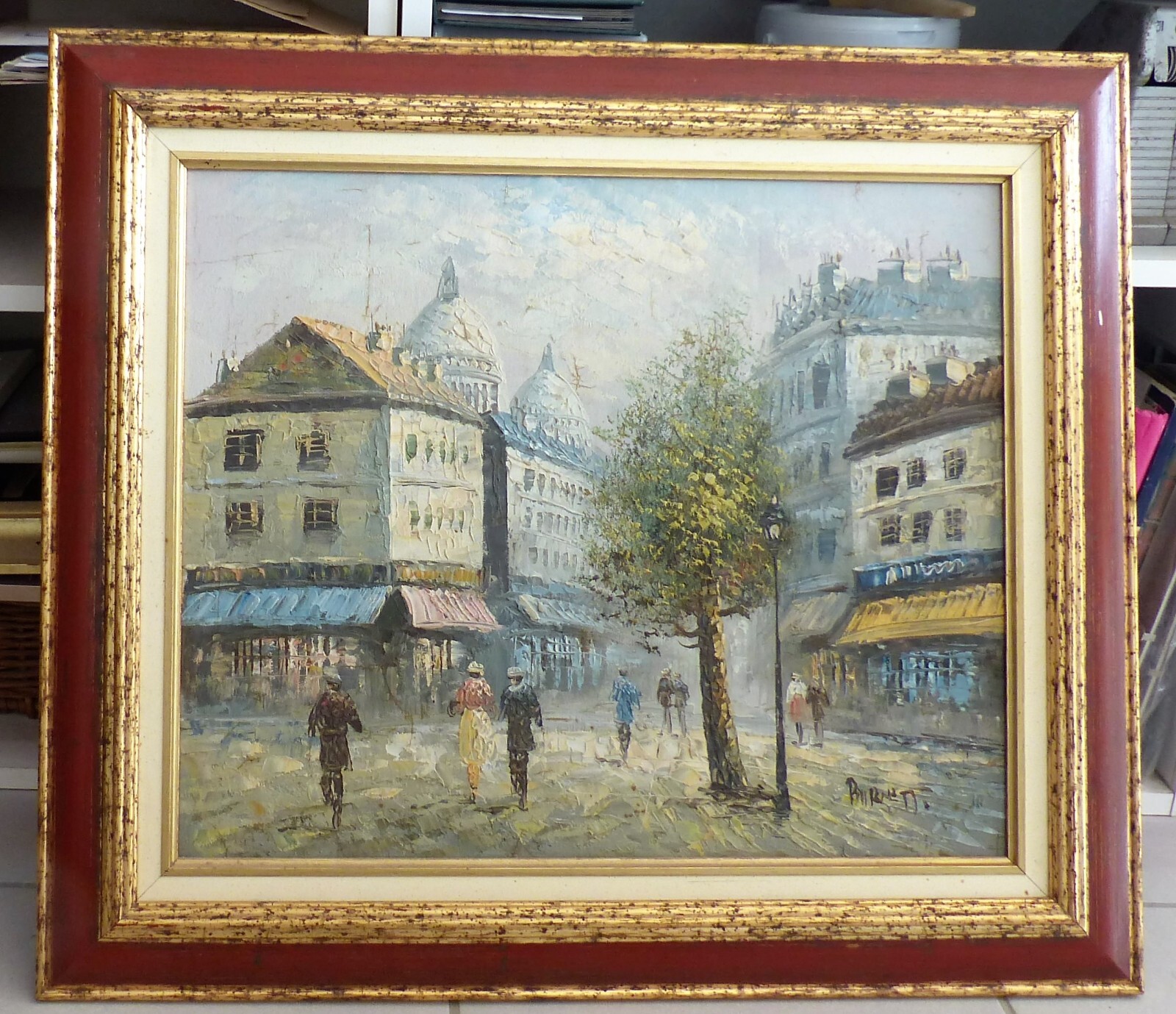 Œuvre de Caroline Burnett grand tableau de collection en bois