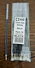 10x (1x10) BRAND NEW BLACK BALL PEN REFILLS FOR HOTEL RECEPTION DESK CHAIN PENS