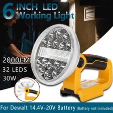 Super Bright 30W 2000LM Cordless LED Work Light Spotlight for Dewalt 20v Battery
