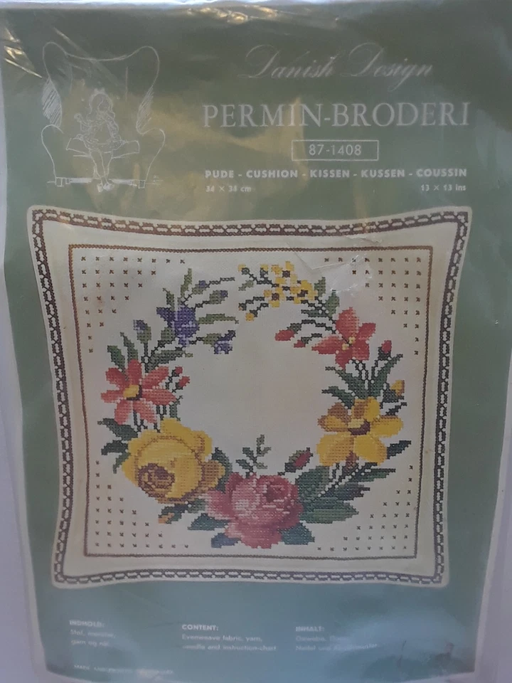 Kit de Aguja Permin Broderi CORONA FLORAL Diseño Danés conmoción 87-1408 Foto 2 de 4