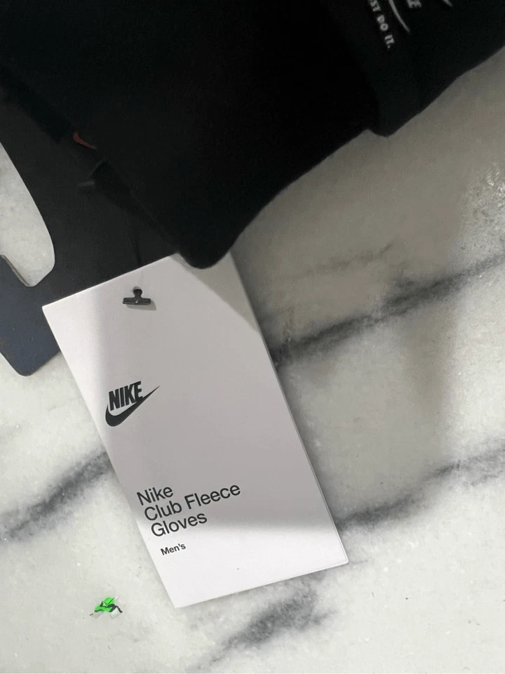 耐克 Club Fleece 手套跑步训练寒冷天气黑色男式 Med — 第 3/4 张图片
