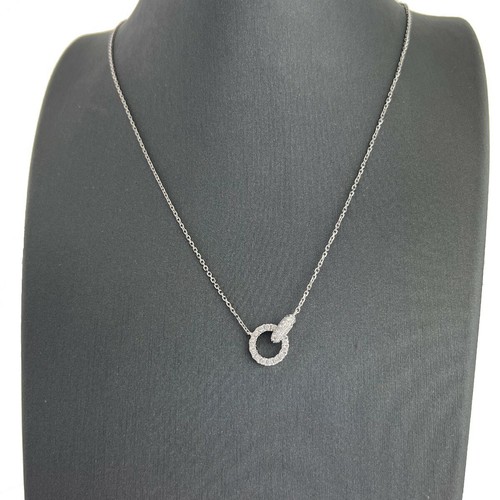 18k White Gold Diamond Interlocking Circle Pendant Ladies Necklace .43 TCW - 第 1/7 張圖片
