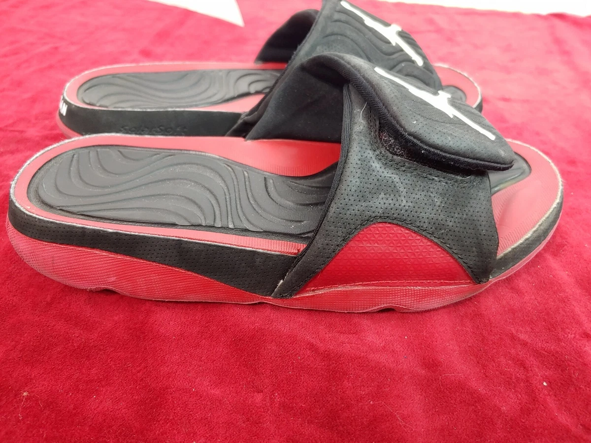 Jordan Solarsoft 705163-001 US Menu0026#039;s 8 Slides Sandals Red Black Used |  eBay