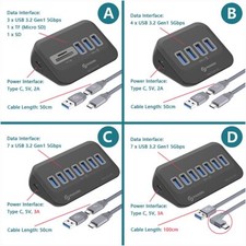 4/7 IN 1 USB 3.2 Hub USB C Docking Station Type C Splitter Adapter 5/10 Gbps BK