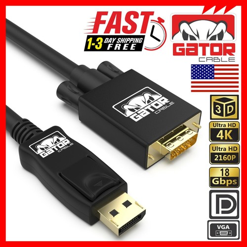 DisplayPort to VGA Cable Adapter Converter Video HDTV PC Monitor Desktop Laptop - Picture 6 of 23