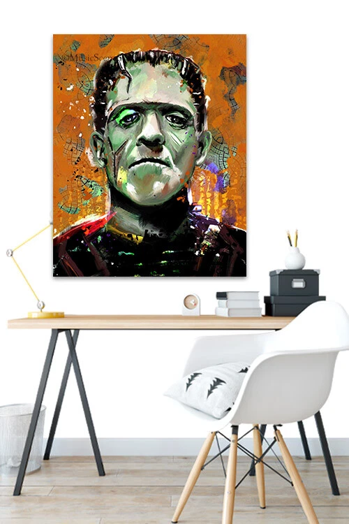 Arte de pared Frankenstein Monster, decoración de películas de terror, arte de películas de miedo, Halloween Foto 3 de 3