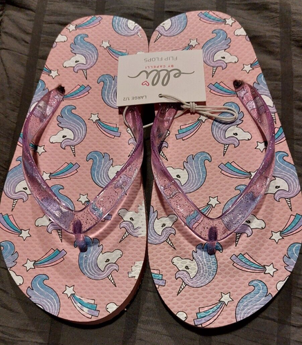 New Girls Elli by Capelli Flip Flops Unicorn sz 1/2 Pink -4715 - Picture 3 of 4