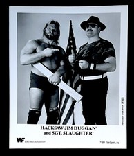 WWE SGT SLAUGHTER AND JIM DUGGAN P-059 ORIGINAL 8X10 PROMO PHOTO FROM 1991 RARE