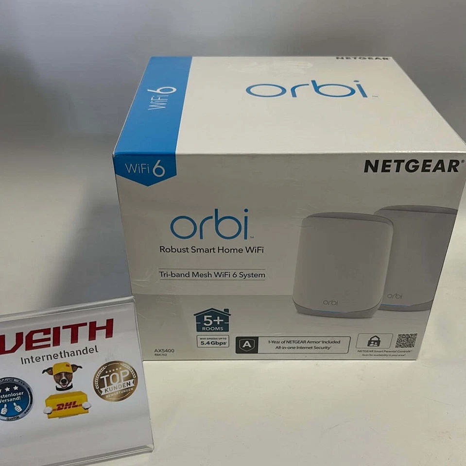 NETGEAR Orbi WiFi 6 Mesh WLAN System (RBK762S) | WiFi 6 Router mit 1 Satelliten-