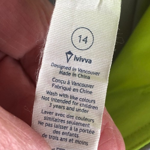 Ivivva by Lululemon Girls Cropped Leggings size 14 Gray Neon Yellow Mesh Active - Picture 3 of 10
