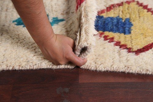 Geometric Moroccan Oriental Area Rug 4x7 Hand-knotted Plush Wool Ivory Carpet - Picture 12 of 12
