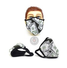 Money Print Face Cover Bandana Nose and Mouth Washable USA Made Handmade Mask