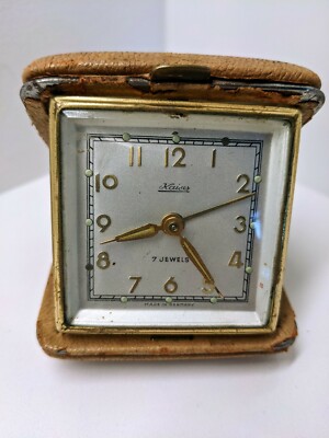 KAISER ANTIQUE TRAVEL ALARM CLOCK 7 JEWELS MADE IN GERMANY ** NOT
