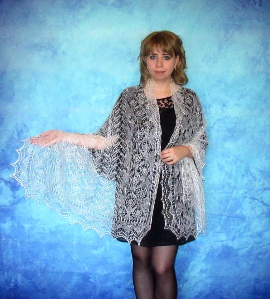 Hand knit white women's scarf,Wool wrap,Lace Russian Orenburg shawl,Gift for her - Image 3 of 4