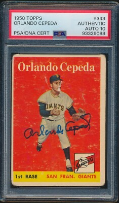 ORLANDO CEPEDA #343 1958 Topps Baseball RC PSA/DNA AUTO 10 GIANTS