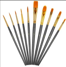  Paint Brush Set, 10 pcs Nylon Hair Art Paint Brushes for Acrylic Painting for 
