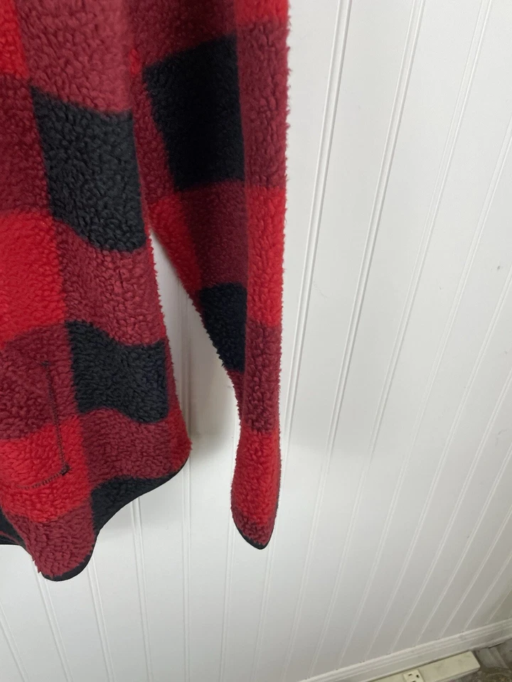 NWT Style & Co Red and Black Buffalo Check Sherpa 1/4 Zip Sz M - Image 3 of 4