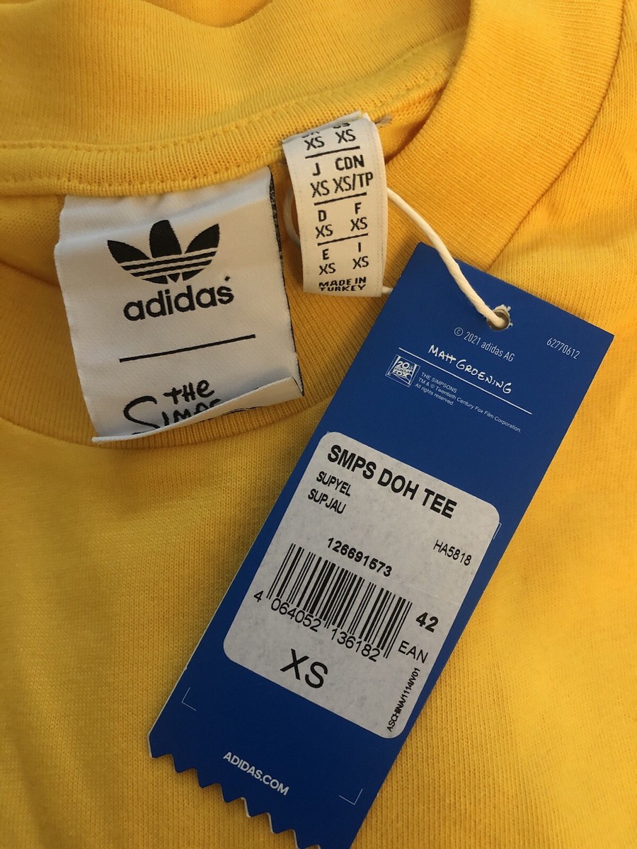 New XS Adidas Originals The Simpsons Donut Doh Lard Lad Yellow