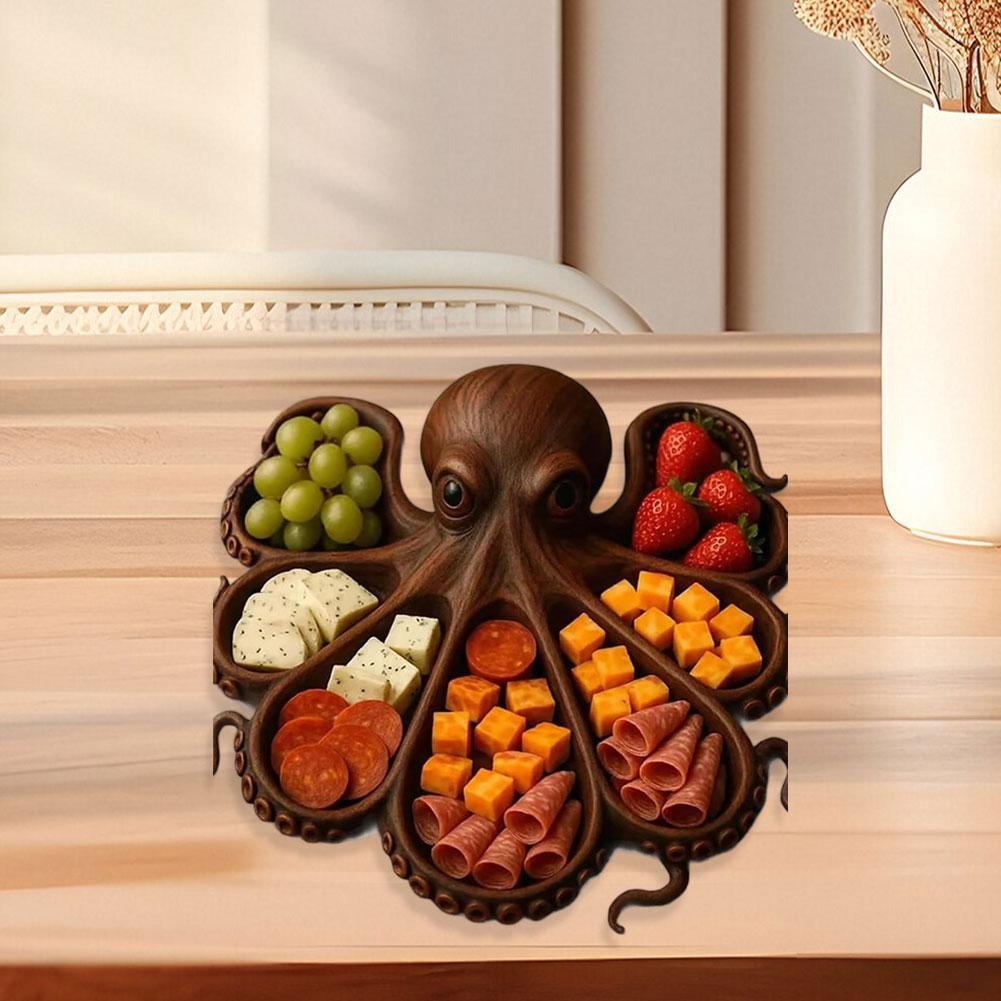 Plateau Charcuterie Octopus En Bois | Planche Fromage Thème Océan Kraken | Plateau Service Nautique 16 Pouces | Fait Main