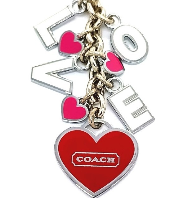 Vintage COACH Red Heart Love Lanyard Keychain Fob Key Ring Vintage COACH Red Heart Love Lanyard Keychain Fob Key Ring