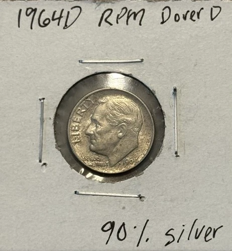 1964-D "D over D" Roosevelt Dime - AU - About Uncirculated - 90% Silver