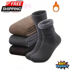 3 Pairs Mens Heavy Duty Thermal Boot Socks Winter Warm Heated Work Crew Sock US