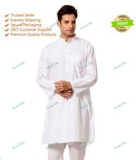 Mens Boys Pathani Desi Indian Top Shirt Solid Kurta Mens Clothes Cotton
