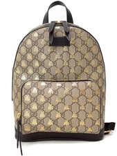 Gucci GG Supreme Monogram Bees Backpack Beige Tan Yellow
