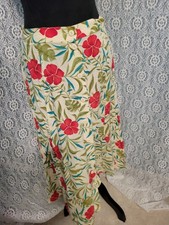 Vintage 90s Sag Harbor Tropical Floral Rayon Midi Skirt